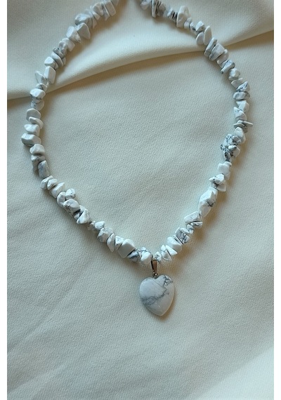Bade Accessories Havlit Kalp Kırıktaş Doğaltaş Kolye