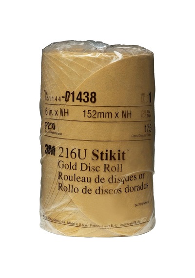 3m 01438 Stikit Gold 6" P220a Grit Disc Roll