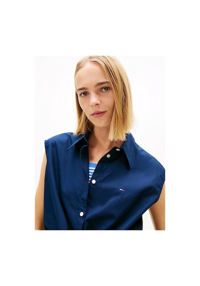 Tommy Hilfiger Kadın Tie Front Poplin Gömlek-16278 Gece Mavisi