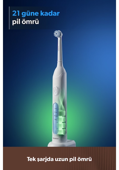 Brushboss 4701H 4 Modlu 21 Gün Kullanım Süreli Akıllı Zamanlayıcılı Şarjlı Diş Fırçası Beyaz