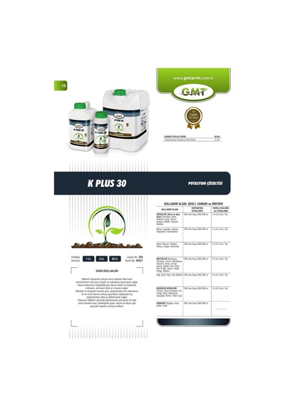 K Plus 30 1 Lt Potasyum Çözeltisi