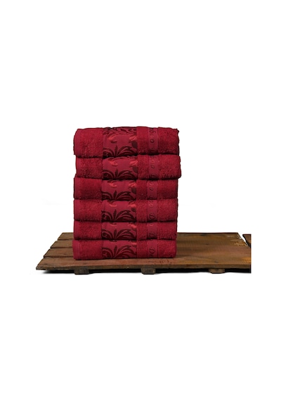 Mulberry Bambu Havlu %100 Organik Bambu Havlu Seti 50 x 90 - 6'lı Paket Premium Ultra Yumuşak Dekoratif Kırmızı
