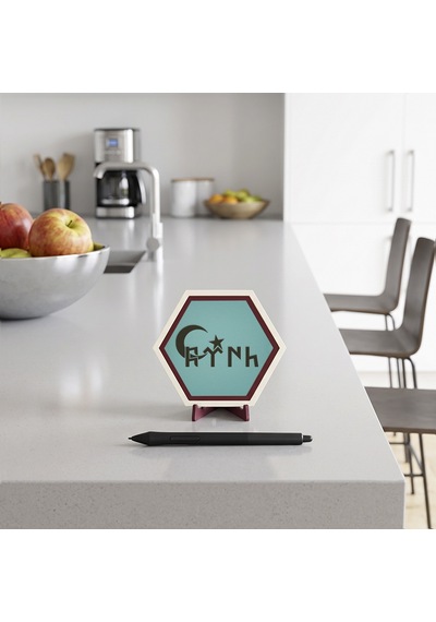 Ay Yıldız Ve Göktürkçe Türk Temalı Masaüstü Süsü Minimalist Tarzınıza Uygun Modern Ve Şık Bir Dekorasyon 10x10 Cm, Turkuaz