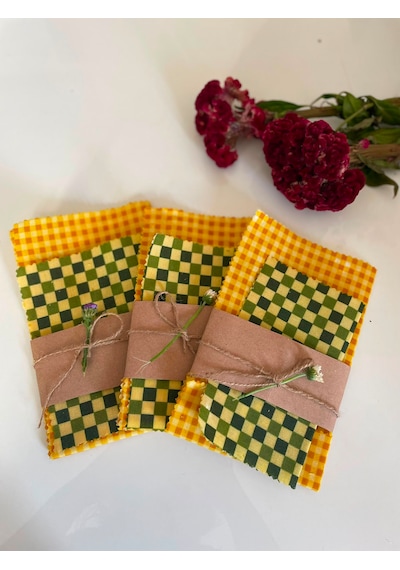 Doğal Balmumu Gıda Saklama Bezi Seti 25x25-15x15 Çok Renkli