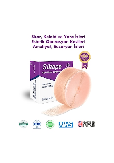 Advancis Medical UK Siltape Soft Silikon Yara İzi Dikiş İzi Sezaryen Yanık Estetik Bant 2 CM x 3 M