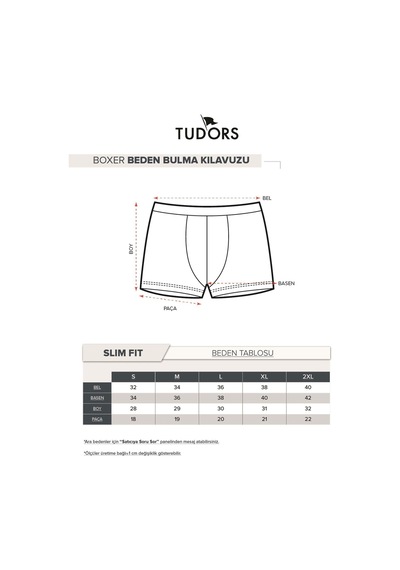 Tudors Erkek 2'li Pamuklu Likralı Esnek Kumaş Boxer-31677 Çok Renkli