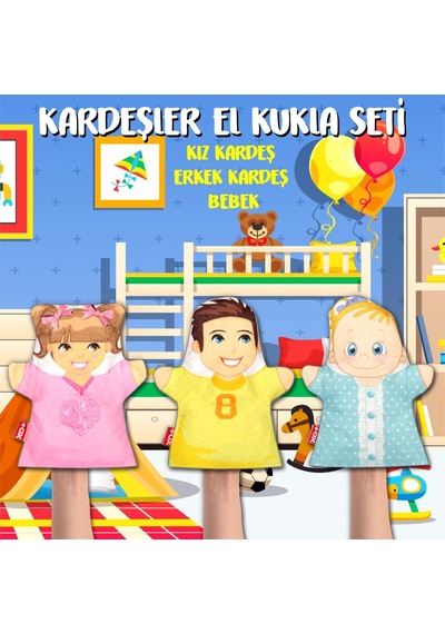 3 Parça Tox Kardeşler El Kukla Set Eğitici Oyuncak