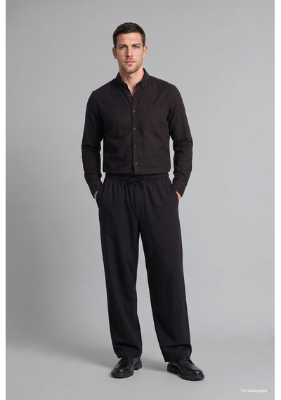 Defacto Relaxed Fit Rahat Kalıp Normal Bel Boru Paça Pantolon H1048ax26wnbk81 Siyah-bk81