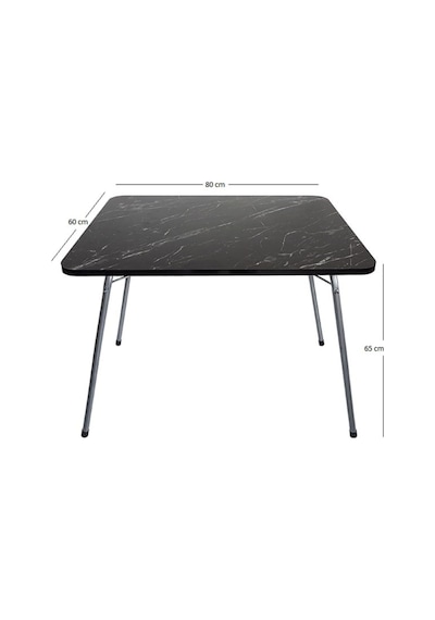 Bofigo 60X80 Granit Desenli Katlanır Masa + 3 Adet Katlanır Sandalye Kamp Seti Bahçe Takımı Kırmızı