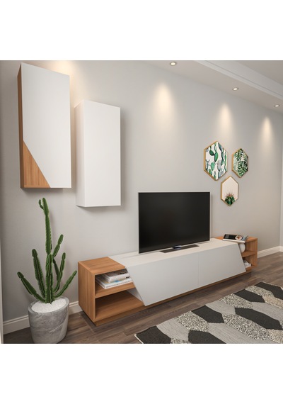 Zebra Tv Ünitesi Beyaz Teak