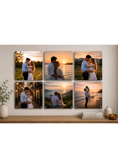 Premium Kişiye Özel 2 Adet Metal Poster Tablo Full Hd Kalite Baskı 30x30 Cm Çok Renkli