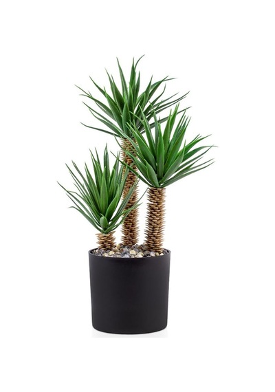 Siyah Saksıda Üç Dal Yapay Kaktüs Aloevera