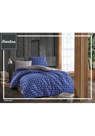 Komfort Home Çift Kişilik Ranforce Nevresim Takımı / Ekose Mavi Çok Renkli