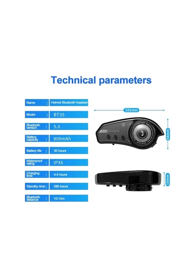 Just Cheap Store Bt35 Kask Kulaklık Bluetooth 5.0 Motosiklet Interkom Su Geçirmez Kablosuz Kulaklık