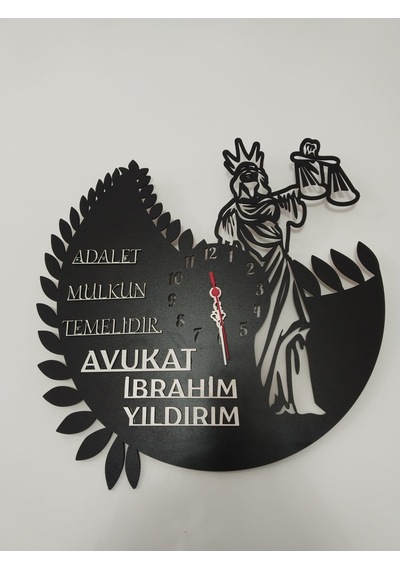 Avukat,adalet,hukuk Bürosu,adliye İçin Duvar Saati Kişiye Özel Siyah