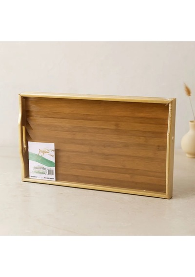 Jenerik Bambu Dikdörtgen Sunum Tepsisi 50x30 Cm Ayaklı