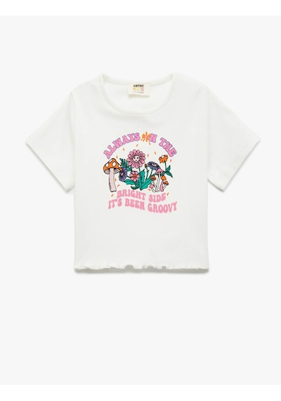Koton Ekru Kız Çocuk T-shirt 5skg10049ak Ekru