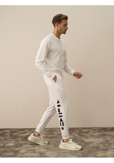 Xint Ekru Regular Fit Pamuk Sweat Pantolon 380155 Beyaz