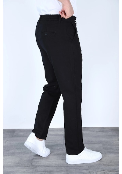 Myrab Denim Yazlık Rahat Kalıp Keten Pantolon Füme Siyah