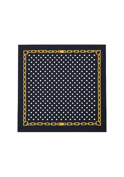 Tarzını Seç Monaco Siyah Altın Zincir Puantiye Desenli Fular 70 X 70 Cm