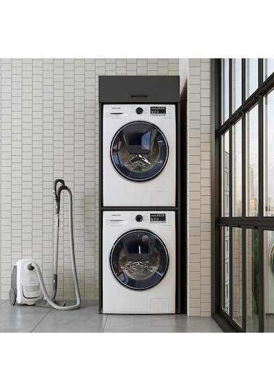 Banyo Dolabı 196,2 X 67 Cm Çamaşır Ve Kurutma Makinesi Dolabı Ant Antrasit