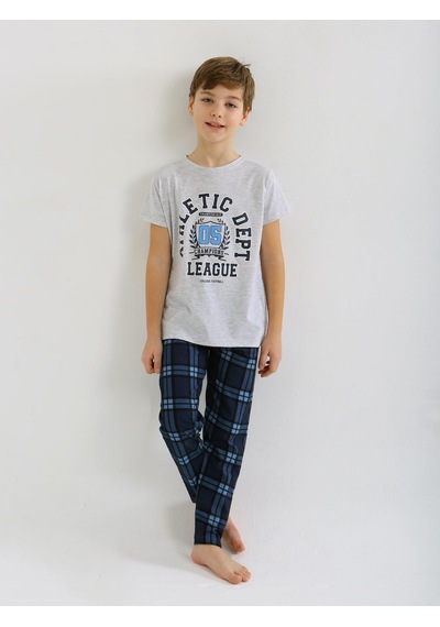 Vitmo Erkek Çocuk Kısa Kollu %100 Pamuklu Pijama Takımı League KARMELANJ