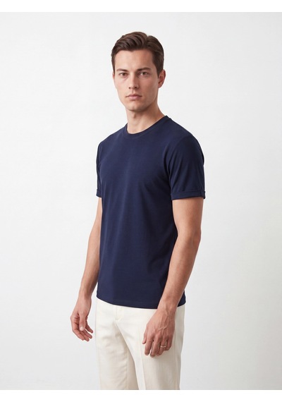 Efor Comfort Fit Pamuklu Bisiklet Yaka Lacivert Tişört Ts 929