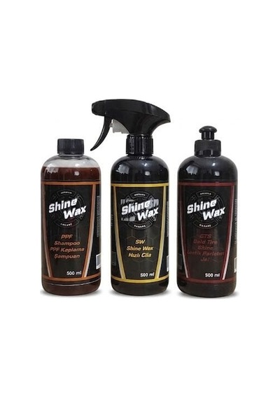 Shine Wax Ppf Şampuan & Hızlı Cila & Lastik Parlatıcı Jel 500 Ml 3'lü Set