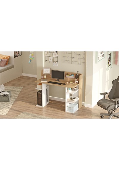 Pantego 124cm Çalışma Masası Bilgisayar Masası Raflı Beyaz Pan1-sw Beyaz - Sepet Ceviz Pantego 124cm Çalışma Masası Bilgisayar Masası Raflı Beyaz Pan1-sw Beyaz - Sepet Ceviz