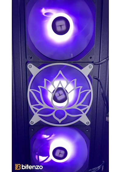 Lotus Çiçeği Desenli V2 120x120 Mm Pc Fan Kapağı - Masaüstü Bilgisayar Fan Kapağı Beyaz