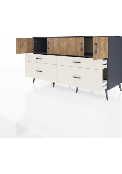 Kronos Konsol 2 Raflı 4 Çekmeceli 4 Kapaklı 176x59x99 Antrasit-ça Antrasit-çam/aytaşı