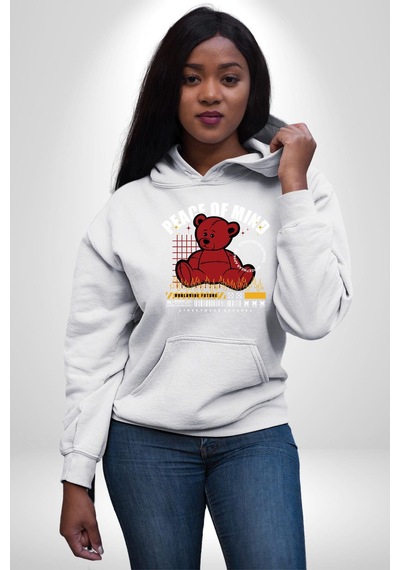 İç Huzur Kadın Erkek Beyaz Kapüşonlu Sweatshirt Hoodie Beyaz
