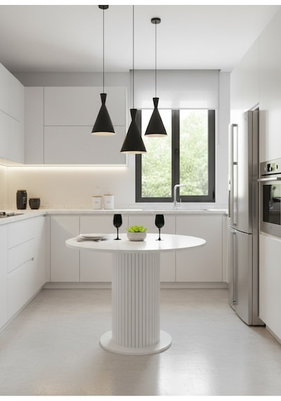 Güneş Model Mdf Ayaklı 90cm Çaplı Yuvarlak Mutfak Masası Sandalye Yok Beyaz Güneş Model Mdf Ayaklı 90cm Çaplı Yuvarlak Mutfak Masası Sandalye Yok Beyaz