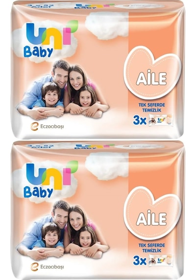 Uni Baby Islak Havlu Mendil Aile 52 Yaprak 6 Lı Set 2pk 3 Islak Mendil