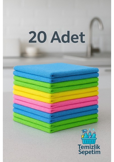 Mikrofiber Temizlik Bezi - 20 Adet - 40x40 Cm Yüksek Emicilik Renkli Çok Amaçlı Bez Diğer
