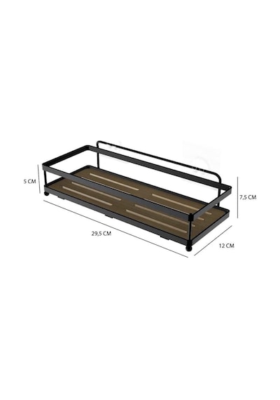 Banyo Düzenleyici Yapışkanlı Metal Banyo Rafı İkili Duş Rafı Organizer Şampuanlık Mat Siyah-gnrl180 Siyah