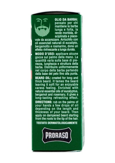 Proraso 2019142 Sakal Bakım Yağı, Okaliptüs Ve Bergamot