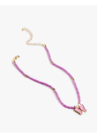 Koton Boncuklu Kelebek Choker Kolye Pembe 6sak71145aa Gül