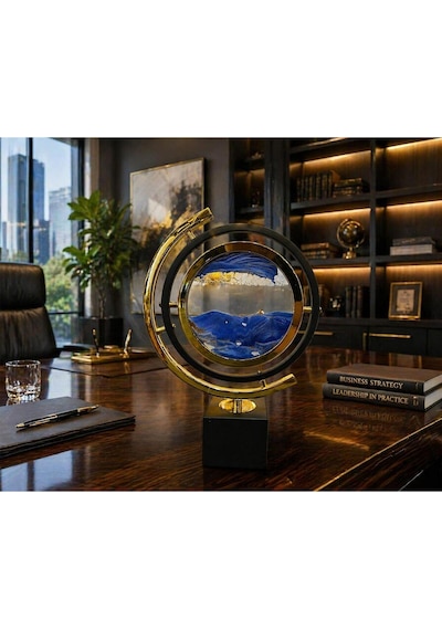Gold Frame Hareketli Kum Sanatı Dekoratif Masa Lambası Modern Ofis & Salon Dekoru