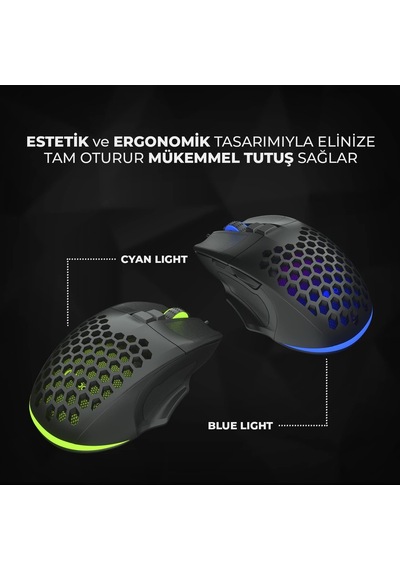 Ms107 Kablolu Rgb Led Aydınlatmalı 103 Gr Ağırlık Terleme Önleyici Malzeme Delikli Tasarım Optik Sensör 3200dpı 7 Tuşlu Oyuncu Mouse Siyah