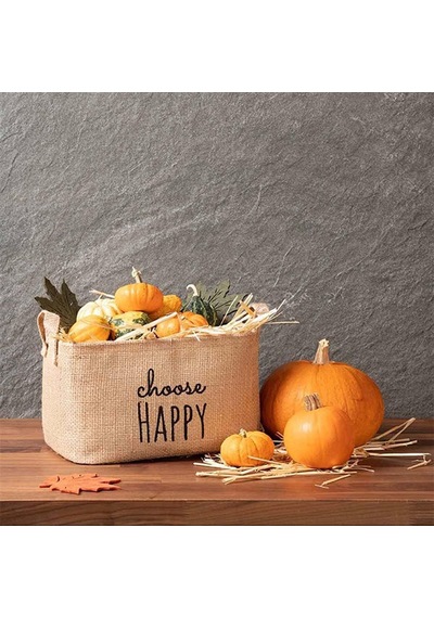 Ocean Home Textile Choose Happy Baskılı Sepet //30x21x18 Çok Renkli
