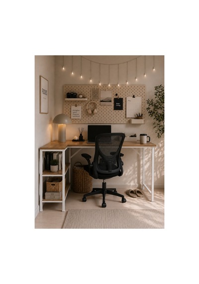 Çam/beyaz L Masa, Kitaplıklı, Raflı, 120 Cm Çalışma Masası, Bilgisayar, Pc, Oyuncu, Gaming Masası Metal Ayaklı Kahverengi