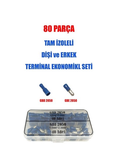 80 Parça Izoleli Dişi Ve Erkek Terminal Ekonomik Seti