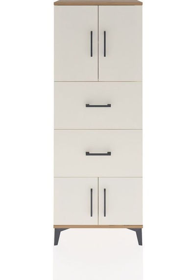Arges Dolap 3 Raflı Tek Çekmeceli 2 Kapaklı 60x30x163 Antrasit-aytaşı Atlas Çam