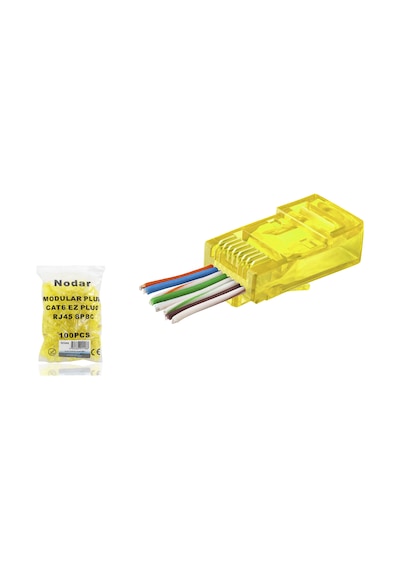 Cat6 Ez Rj45 Konnektör - 100 Adet Sari / Ekonomik Poşet Paket Nd2408