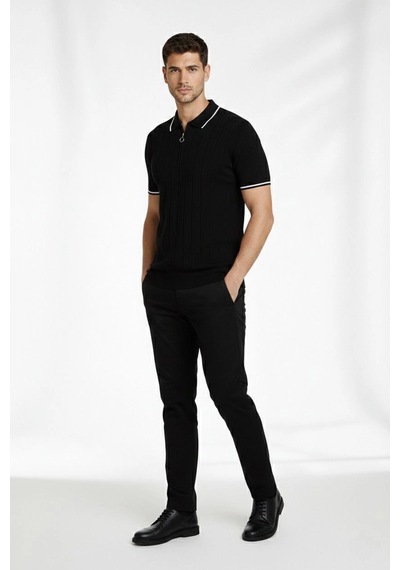 Barlashive Erkek Yazlık Dokuma Triko Tişört Fermuarlı Polo Yaka Kısa Kol T-shirt - Siyah Çok Renkli Barlashive Erkek Yazlık Dokuma Triko Tişört Fermuarlı Polo Yaka Kısa Kol T-shirt - Siyah Çok Renkli