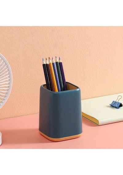 Renkli Plastik Masaüstü Kalemlik Kawaii Tek Gözlü Şık Kalemlik - Mavi Mavi
