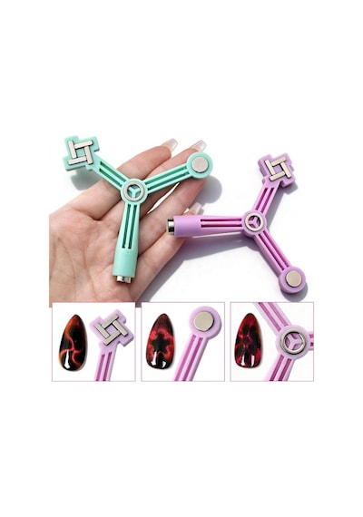 4'ü Bir Arada Dalga Ve Çiçek Efekt Çok Fonksiyonlu Kedi Gözü Oje Mıknatısı Cat Eye Magnet Pembe 3kcat01