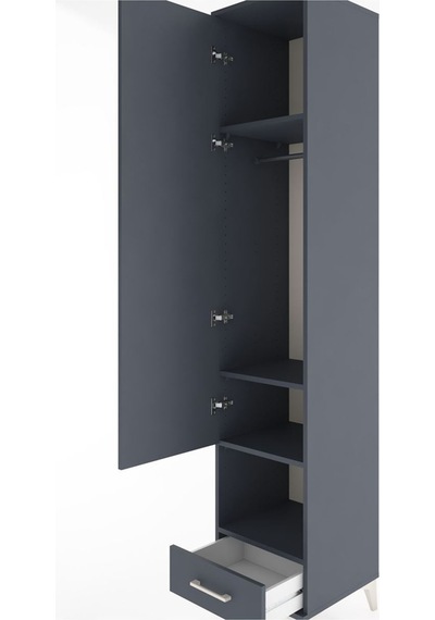 Hyperion Dolap 4 Raflı Tek Çekmeceli Tek Askılı 44x44x221 Antrasit-antrasit Antrasit