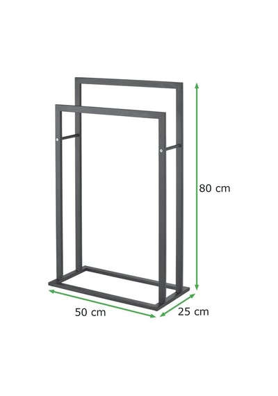 Aju Ayaklı Havluluk Metal Uzun Boylu 2 Katlı Bağlantısız Taşınabilir Banyo Havuz Kolay Kurulum Mat Siyah Gri